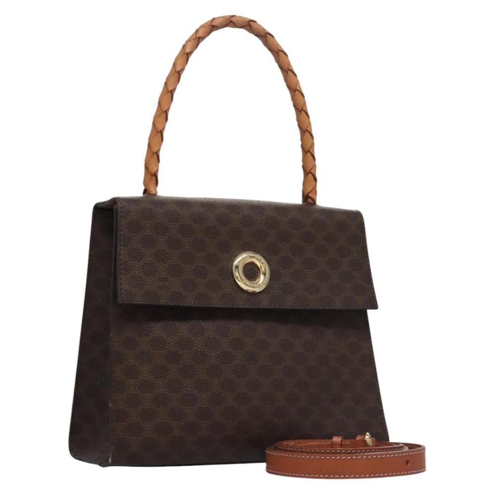CELINE Macadam Canvas Hand Bag Pvc Leather Brown - Picture 1 of 13
